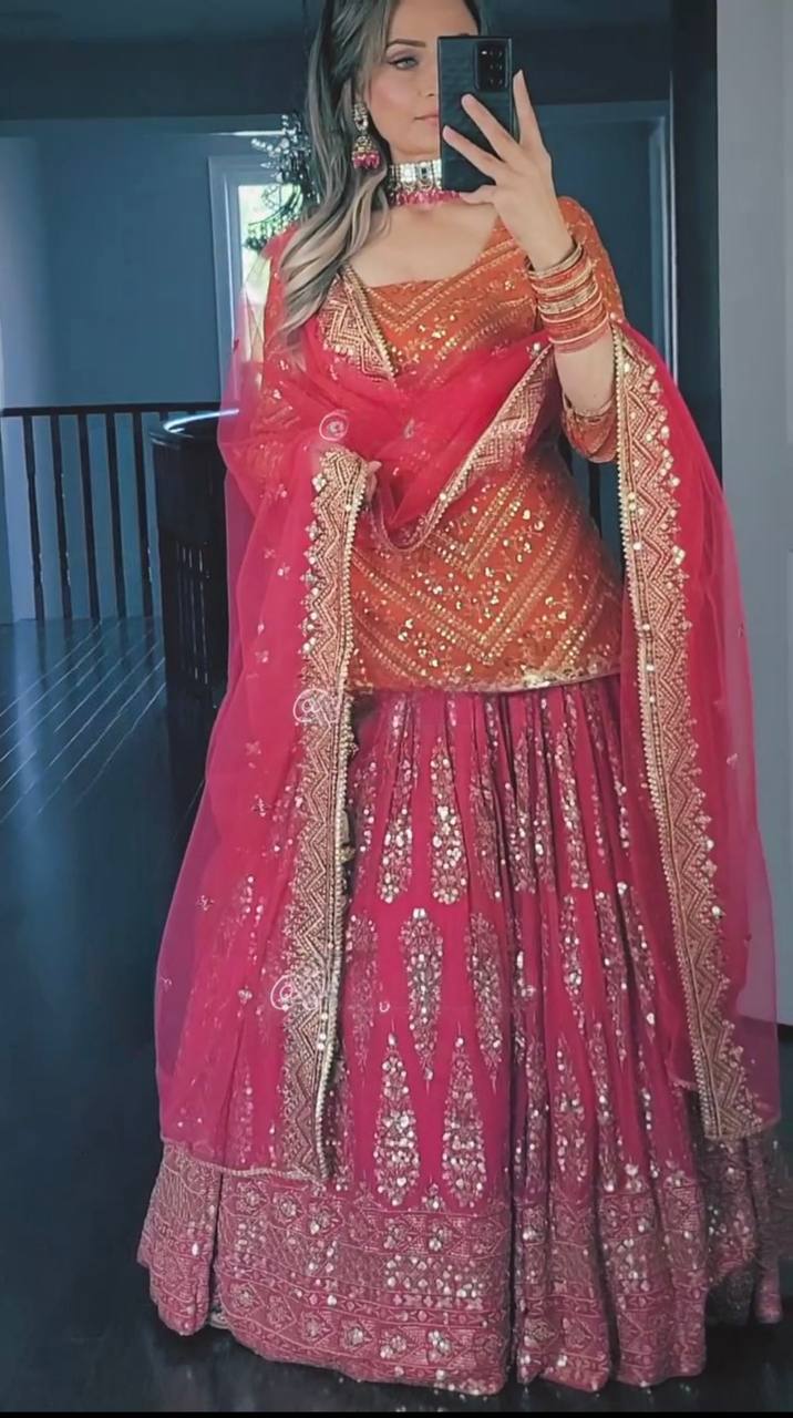 Editorial Tangerine Contrast Lehenga Set